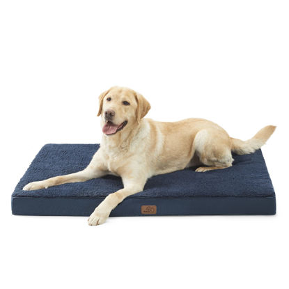 Picture of Bedsure Extra Large Dog Bed for Large Dogs - XL Orthopedic Waterproof Dog Beds with Removable Washable Cover, Egg Crate Foam Pet Bed Mat, Suitable for Dogs Up to 100 lbs, Navy