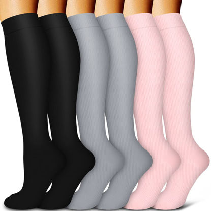 Picture of BLUEENJOY Copper Compression Socks for Women & Men (6 pairs) - Best Support for Nurses, Running, Hiking, Recovery