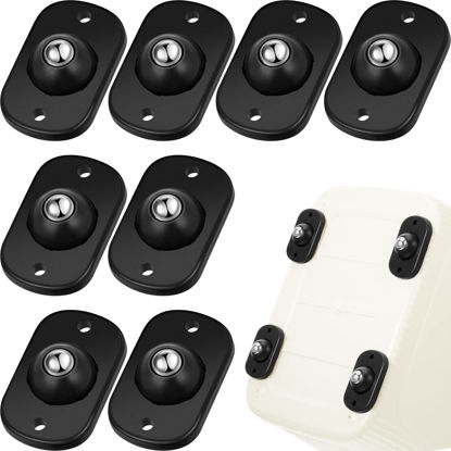 Picture of Self Adhesive Caster Wheels Mini Swivel Wheels Stainless Steel Paste Universal Wheel 360 Degree Rotation Sticky Pulley for Bins Bottom Storage Box Furniture Trash Can (8 Pieces,Black)