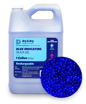 Picture of Dry & Dry [8 LBS] Blue Premium Indicating Silica Gel Beads(Industry Standard 3-5 mm) - Reusable Desiccant Beads Silica Gel Desiccant