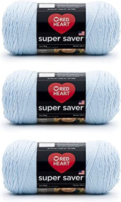 Picture of Red Heart Super Saver Light Blue Yarn - 3 Pack of 198g/7oz - Acrylic - 4 Medium (Worsted) - 364 Yards - Knitting/Crochet