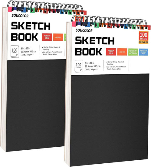  Soucolor 9 x 12 Sketch Book, 1-Pack 100 Sheets