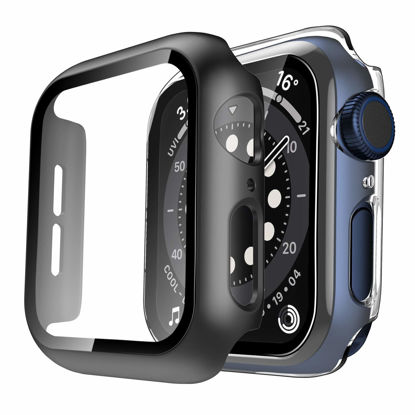 Picture of TAURI 2 Pack Hard Case Designed for Apple Watch SE/Series 6/5/4 40mm with 9H Tempered Glass Screen Protector, [Touch Sensitive] [Full Coverage] Slim Bumper Protective Cover, Black+Clear