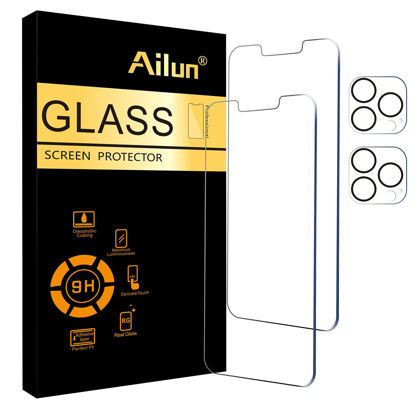 Picture of Ailun 2Pack Screen Protector for iPhone 13 Pro [6.1 inch] Display 2021 + 2 Pack Camera Lens Protector, Tempered Glass Film,[9H Hardness] - HD [Not for iPhone 13 Pro Max][4 Pack]