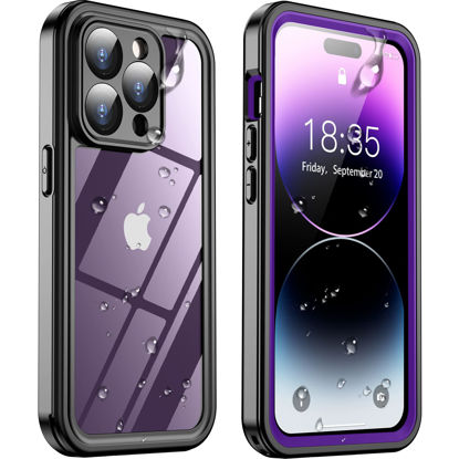Picture of Temdan for iPhone 14 Pro Max Case Waterproof,Built-in 9H Tempered Glass Screen Protector[IP68 Underwater][14FT Military Dropproof][Dustproof][Real 360] Full Body Shockproof Protective Case-Purple
