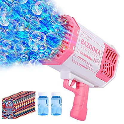 Picture of Bubble Machine Gun, Bubbles Kids Toys with Thousands Bubbles and Colorful Lights, Pink Outdoor Toys Wedding Party Fun Gifts for Boys and Girls