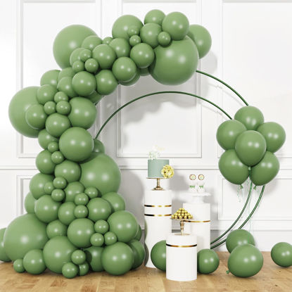 Picture of RUBFAC Sage Green Balloons Different Sizes 105pcs 5/10/12/18 Inch for Garland Arch, Olive Green Party Latex Balloons for Birthday Graduation Baby Shower Wedding Anniversary Party Decoration