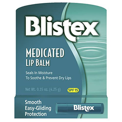 Picture of Blistex Medicated Lip Balm, 0.15 Ounce, (Pack of 24) - Prevent Dryness & Chapping, SPF 15 Sun Protection, Seals in Moisture, Hydrating Lip Balm, Easy Glide Formula for Full Coverage