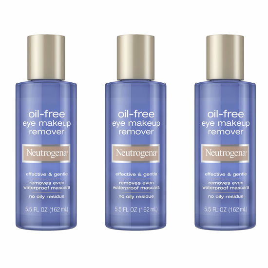 Picture of Neutrogena Gentle Oil-Free Eye Makeup Remover & Cleanser for Sensitive Eyes, Non-Greasy Makeup Remover, Removes Waterproof Mascara, Dermatologist & Ophthalmologist Tested, 3 x 5.5 fl. oz