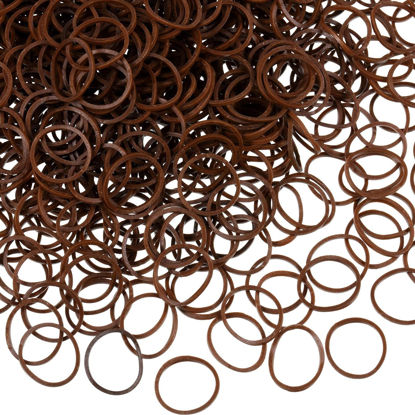 Picture of 1000 Mini Rubber Bands Soft Elastic Bands for Kid Hair Braids Hair (Dark Brown)
