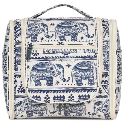 Picture of Hanging Toiletry Bag for Women Travel Makeup Bag Organizer Toiletries Bag for Cosmetics Essentials Accessories (Large, Elephant)