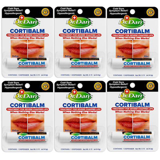 Picture of Dr. Dan's Cortibalm-6 Pack-for Dry Cracked Lips - Healing Lip Balm for Severely Chapped Lips - Designed for Men, Women and Children