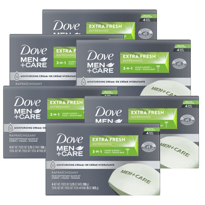 Picture of Dove Men+Care Bar 3 In 1 Cleanser For Body, Face, And Shaving To Clean And Hydrate Skin Extra Fresh Body And Facial Cleanser More Moisturizing Than Bar Soap 3.75oz 24 Bars