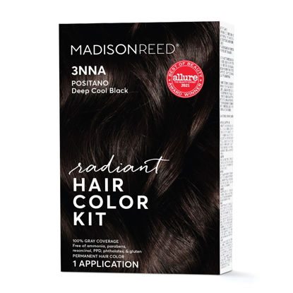 Picture of Madison Reed Radiant Hair Color Kit, Darkest Brown Black for 100% Gray Coverage, Ammonia-Free, 3NNA Positano Black, Permanent Hair Dye, Pack of 1