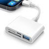 Picture of SD Card Reader for iPhone iPad, 4 in 1 Micro SD/SD Card Reader to iPhone Adapter, SD Card Viewer with TF/SD Dual Slot, Portable Camera Memory Card Reader for iPhone with Charging Port, Plug and Play