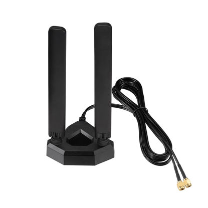 Picture of Eightwood WiFi 6E Tri-Band Antenna 6GHz 5GHz 2.4GHz Gaming WiFi Antenna Magnetic Base with 6.5ft Extension Cable for PC Desktop Computer PCIe WiFi 6E Card, WiFi Router