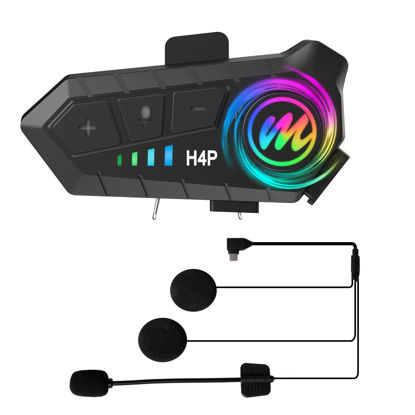 Picture of Moman Motorcycle Bluetooth Headset, H4 Plus Motorbike Helmet Speaker Outdoor Wireless Headphone Bluetooth 5.3 with Waterproof IPX6 Noise Cancellation, Motorcycle-Helmet-Bluetooth-Headset-Speaker
