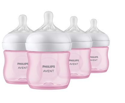 Picture of Philips AVENT Natural Baby Bottle with Natural Response Nipple, Pink, 4oz, 4pk, SCY900/14