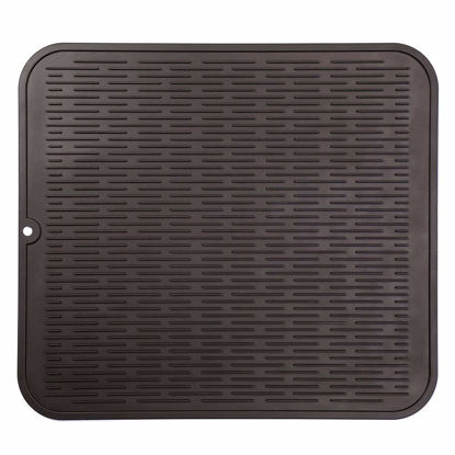 Picture of MicoYang Silicone Dish Drying Mat for Multiple Usage,Easy clean,Eco-friendly,Heat-resistant Silicone Mat for Kitchen Counter or Sink,Refrigerator or Drawer Liner Coffee XL 18 inches x 16 inches
