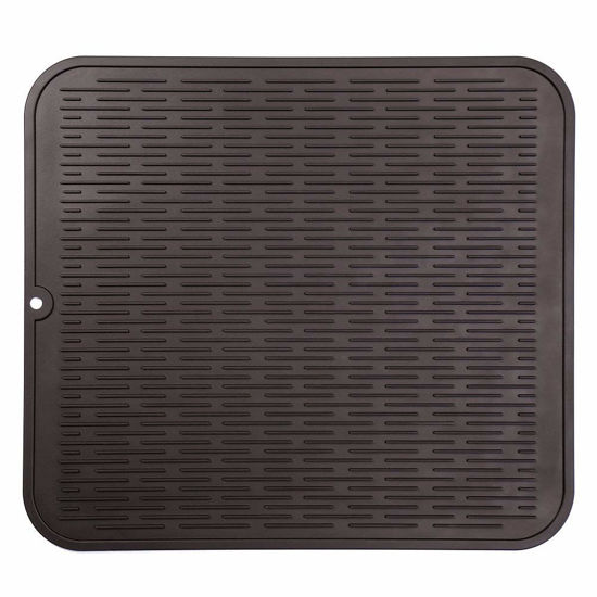 Picture of MicoYang Silicone Dish Drying Mat for Multiple Usage,Easy clean,Eco-friendly,Heat-resistant Silicone Mat for Kitchen Counter or Sink,Refrigerator or Drawer Liner Coffee XL 18 inches x 16 inches