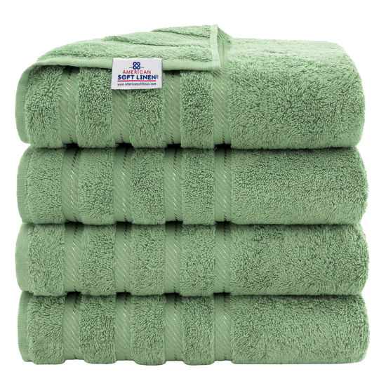 American Soft Linen Bath Towel Set, 4 Piece 100% Turkish Cotton