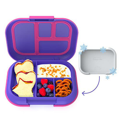 Picture of Bentgo® Kids Chill Lunch Box - Leak-Proof Bento Box with Removable Ice Pack & 4 Compartments for On-the-Go Meals - Microwave & Dishwasher Safe, Patented Design, 2-Year Warranty (Electric Violet)