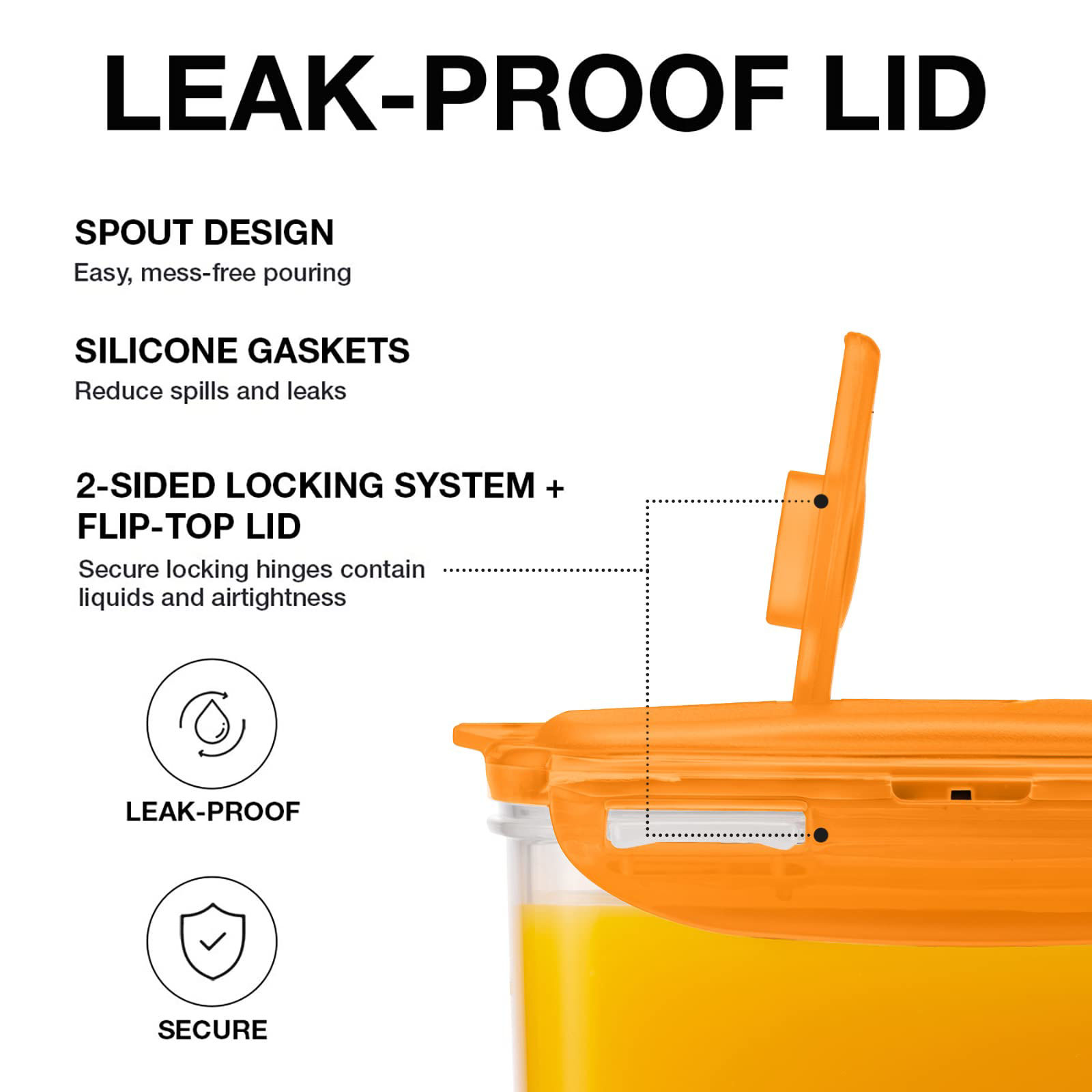 GetUSCart LocknLock Aqua Fridge Door Water Jug with Handle BPA Free