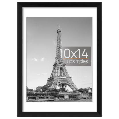 Picture of upsimples 10x14 Picture Frame, Display Pictures 8.5x11 with Mat or 10x14 Without Mat, Wall Hanging Photo Frame, Black, 1 Pack