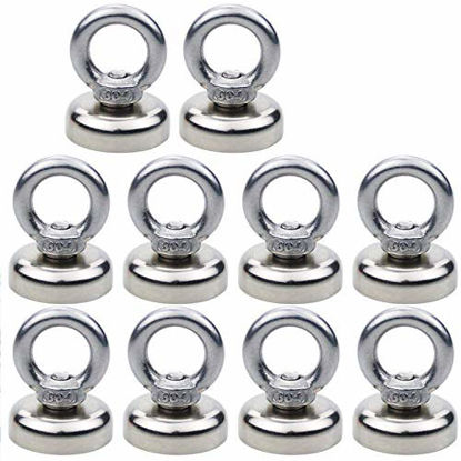 Picture of DIYMAG Magnetic Hooks 60 lbs(27 KG) Pulling Force Rare Earth Magnetic Hooks with Countersunk Hole Eyebolt for Home, Kitchen, Workplace, Office and Garage, 10 Packs