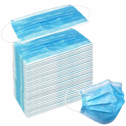 Picture of Wecolor 120 Pack Disposable Face Masks with Elastic Ear Loop, 3 Ply Breathable (Blue)