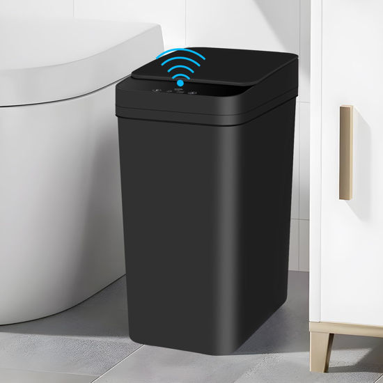 GetUSCart Anborry Bathroom Automatic Trash Can 4 Gallon Touchless Motion Sensor Small Garbage Can with Lid Smart Electric Plastic Narrow Waterproof Garbage Bin for Living Room Bedroom Office Kitchen ...