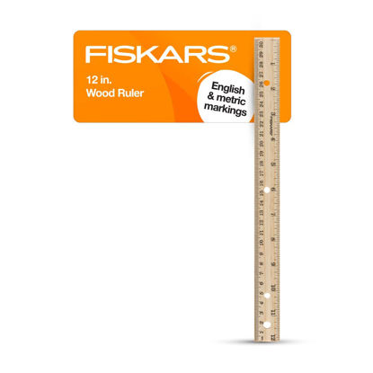 Picture of Fiskars Wood Ruler - 12" Straight Edge Ruler for Kids - Back to School Supplies for Students