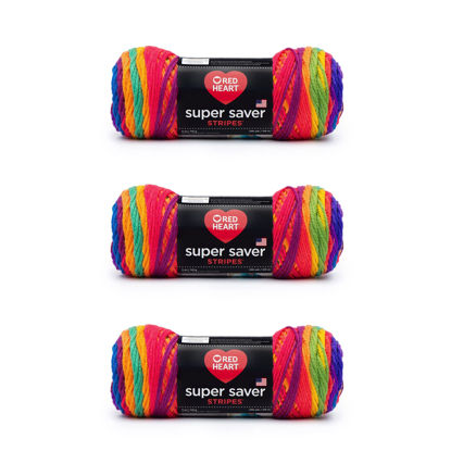 Picture of Red Heart Super Saver Yarn, 3 Pack, Favorite Stripe 3 Count