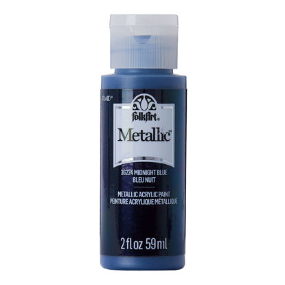 Picture of FolkArt Metallic Acrylic Craft Paint, Midnight Blue 2 fl oz Premium Metallic Finish Paint, Perfect For Easy To Apply DIY Arts And Crafts, 36224