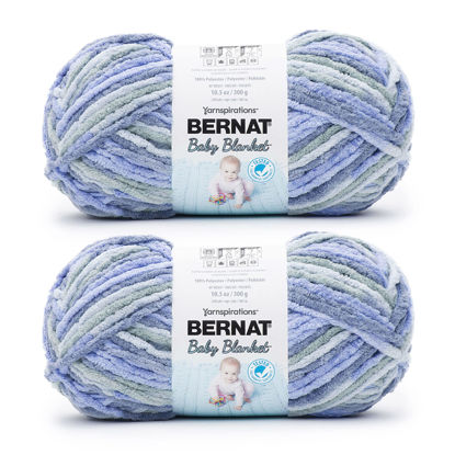 Picture of Bernat Baby Blanket Lovely Blue Yarn - 2 Pack of 300g/10.5oz - Polyester - 6 Super Bulky - 220 Yards - Knitting/Crochet