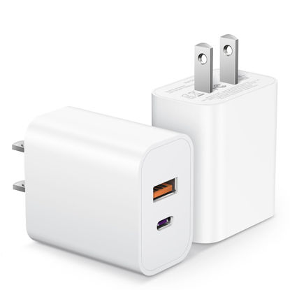 Picture of [2 Pack] USB C Wall Charger Block【Apple MFi Certified】Dual Port PD Power Adapter Fast Charging Block for iPhone 14/14 Pro/14 Pro Max/14 Plus/13/12/11, XS/X, iPad, Google Pixel, Samsung Galaxy and More