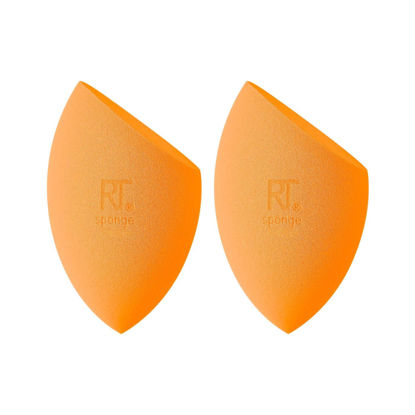 Picture of Real Techniques Miracle Complexion Sponge Duo, Makeup Blending Sponge, For Foundation, Offers Light To Medium Coverage, Natural, Dewy Makeup, Orange Sponge, Packaging May Vary, 2 Count