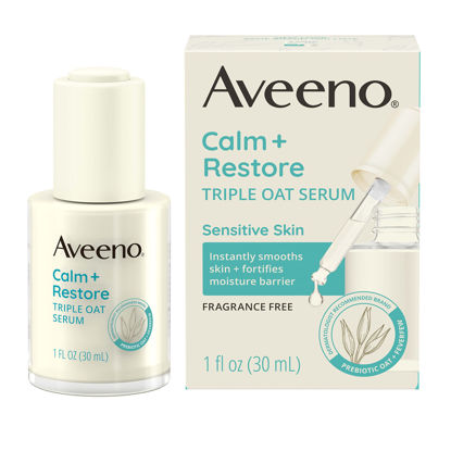Picture of Aveeno Calm + Restore Triple Oat Hydrating Face Serum for Sensitive Skin, Gentle and Lightweight Facial Serum to Smooth and Fortify Skin, Hypoallergenic, Fragrance- and Paraben-Free, 1 fl. Oz