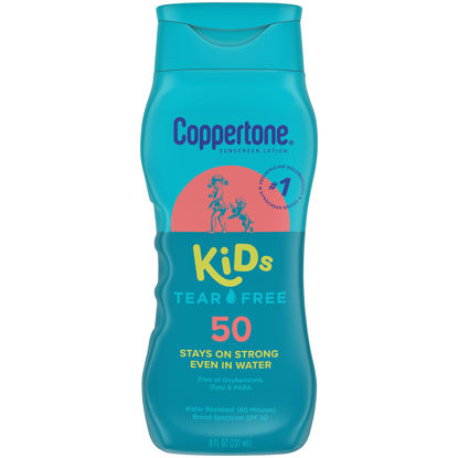 Picture of Coppertone Kids Sunscreen Lotion SPF 50, Water Resistant Sunscreen for Kids, #1 Pediatrician Recommended Sunscreen Brand, Tear Free Sunscreen Lotion, 8 Fl Oz Bottle