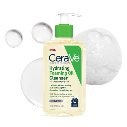 Picture of CeraVe Hydrating Foaming Oil Cleanser | Foaming Oil Wash with Squalane Oil, Triglyceride, Hyaluronic Acid and Ceramides | For Dry to Very Dry Skin | 8 Oz