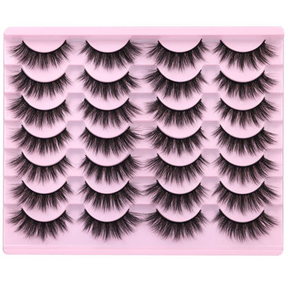 Picture of EyeLashes Natural Look 16mm Faux Mink Lashes Fluffy Cat Eye Wispy Eyelashes 6D Volume False Lashes Pack by Kiromiro