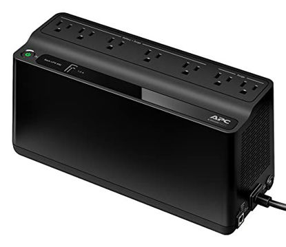Picture of APC UPS Battery Backup and Surge Protector, 600VA Backup Battery Power Supply, BE600M1 Back-UPS with USB Charger Port