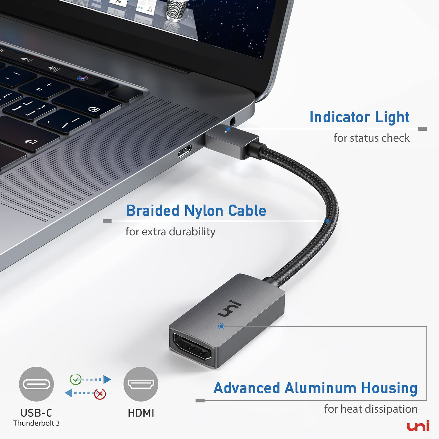 GetUSCart- uni USB C to HDMI Adapter 4K, High Speed HDMI to USB-C ...