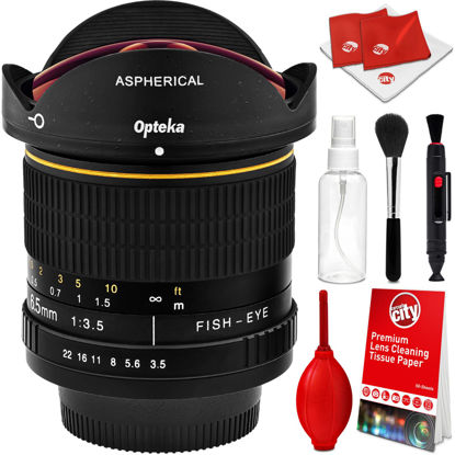 Picture of Opteka 6.5mm f/3.5 Manual Focus Aspherical Wide Angle Fisheye Lens with Cleaning Kit for Nikon D7500, D7200, D7100, D7000, D5500, D5300, D5200, D5100, D3400, D3300, D3200 and D3100 Digital SLR Cameras