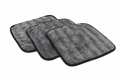 Picture of The Rag Company - The Gauntlet Drying Towel (3-Pack) 70/30 Blend Korean Microfiber, Designed to Dry Vehicles Faster, More Thoroughly & More Gently Than Others, 900gsm, 12in x 12in, Grey