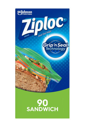 Picture of Ziploc Sandwich and Snack Bags for On the Go Freshness, Grip 'n Seal Technology for Easier Grip, Open, and Close, 90 Count