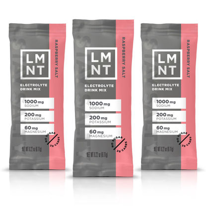 Picture of LMNT Keto Electrolyte Powder Packets | Paleo Hydration Powder | No Sugar, No Artificial Ingredients | Raspberry Salt | 30 Stick Packs