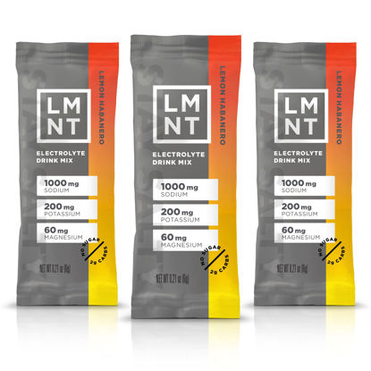 Picture of LMNT Keto Electrolyte Powder Packets | Paleo Hydration Powder | No Sugar, No Artificial Ingredients | Lemon Habanero | 30 Stick Packs