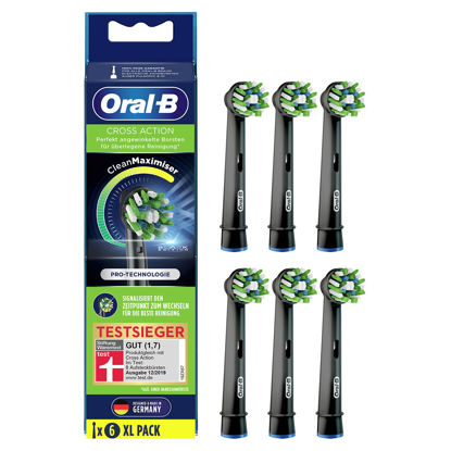 Picture of Oral-B CrossAction Black Edition Brush Heads with CleanMaximiser Bristles for Superior Cleaning, Pack of 6