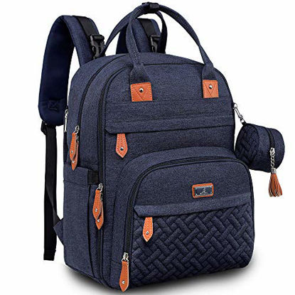 Picture of BabbleRoo Diaper Bag Backpack - Baby Essentials Travel Tote - Multi function Waterproof Diaper Bag, Travel Essentials Baby Bag with Changing Pad, Stroller Straps & Pacifier Case - Unisex, Navy Blue
